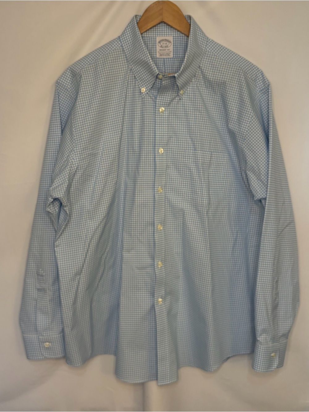 Brooks Brothers Regent Fit Blue Gingham Supima Cotton Dress Shirt 17-35 - Picture 2 of 12